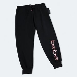NEW Bebe Black and Pink Logo Joggers